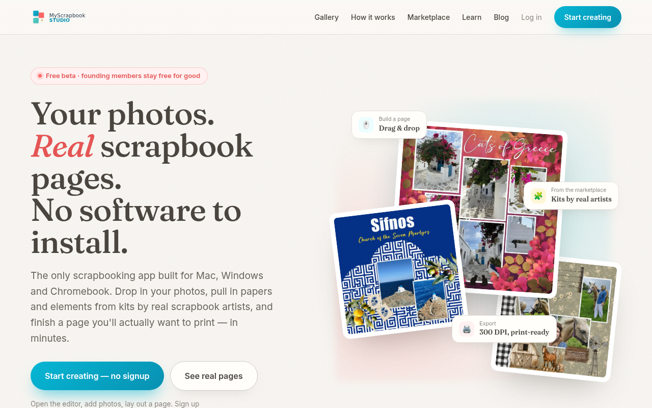 myscrapbookstudio.com — the live site